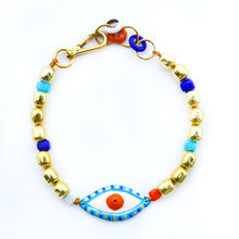 Load image into Gallery viewer, Striped Eye and Golden Beads
