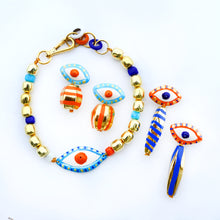 Load image into Gallery viewer, Striped Eye and Golden Beads
